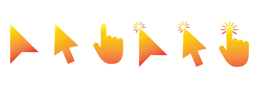 colorful mouse cursor click and loading icon for computer, mobile app, animation, or ui design. mouse pointer vector illustration on transparent background