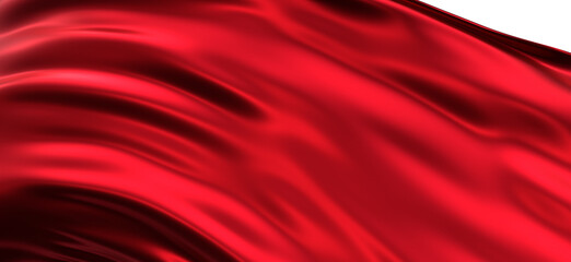 Abstract red cloth falling. Satin fabric flying in the wind