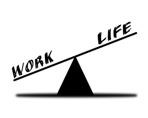Work life balance illustrated by seesaw, and work is winning.