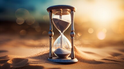 Symbolic image of an hourglass with sand flowing, reminding us of the passage of time and the need for life evaluation