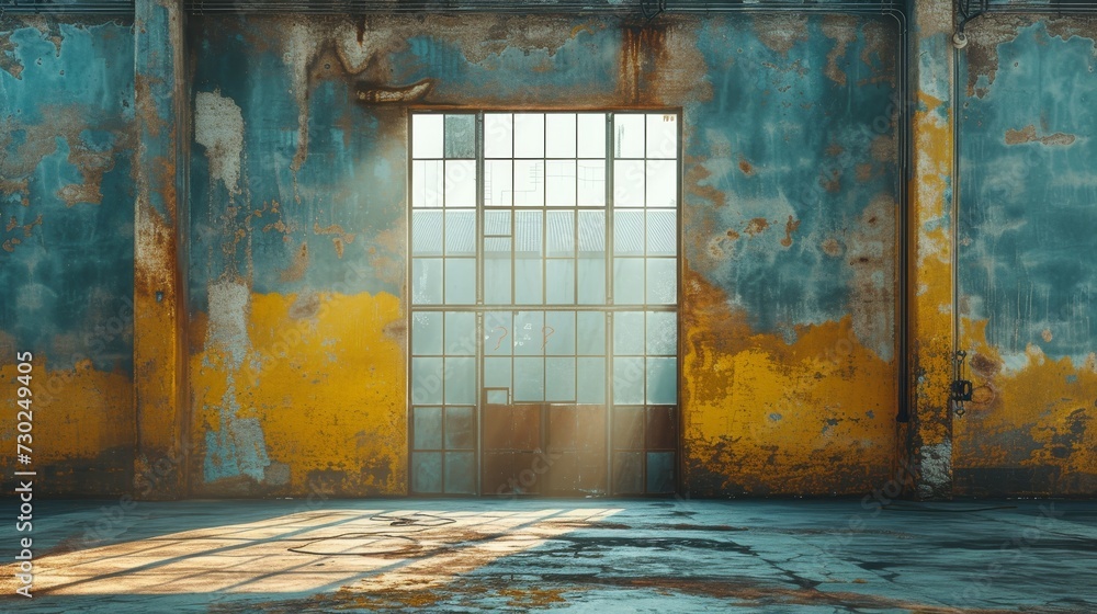 Poster building with large factory workshop spaces