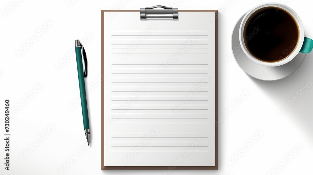Poster top view of a checklist with checkboxes and a cup of coffee, symbolizing a focused and organized app