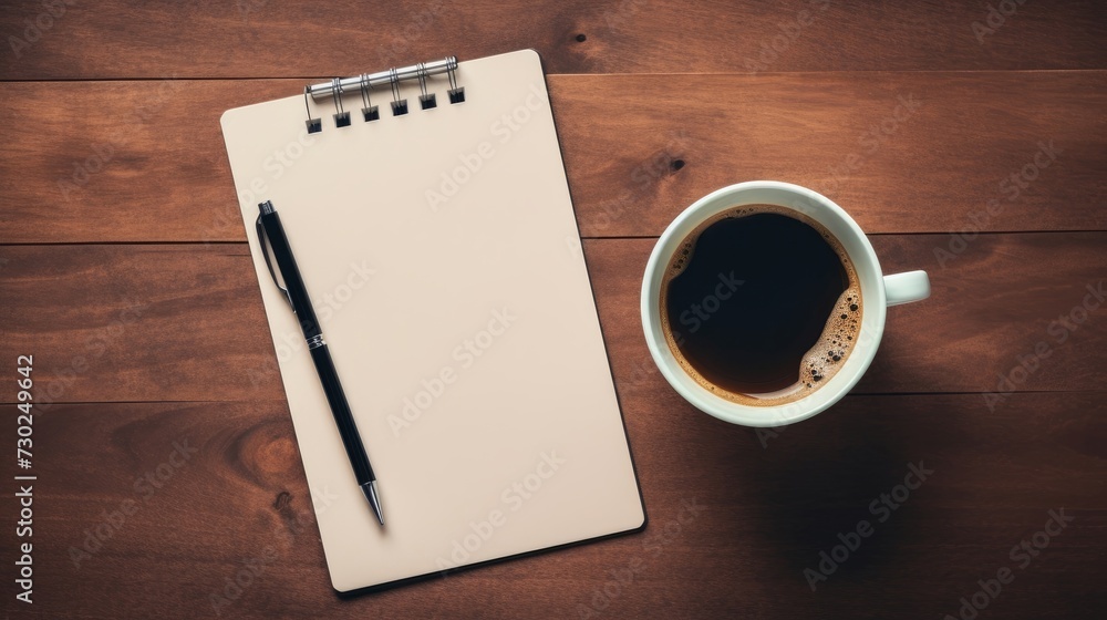 Poster top view of a checklist with checkboxes and a cup of coffee, symbolizing a focused and organized app