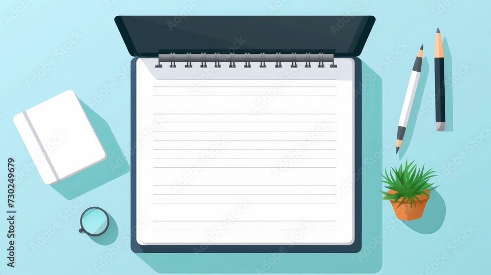 Aufkleber top view of a checklist with checkboxes and a laptop, illustrating a focused and productive work env