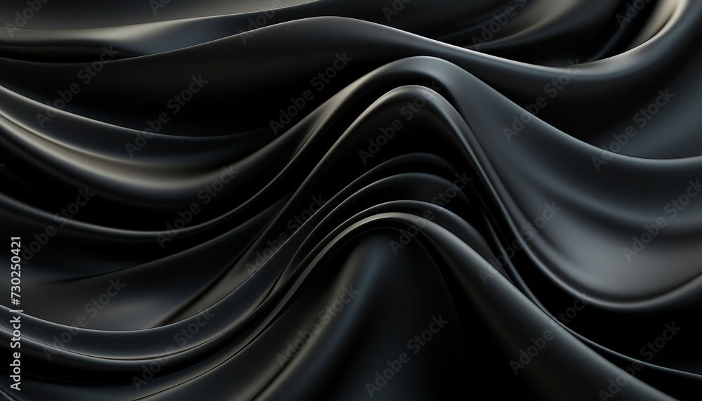 Poster smooth wave pattern in dark blue, digitally generated abstract backdrop generated by ai