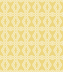 Seamless vector ornament in arabian style. Geometric abstract background. Grill with yellow white pattern for wallpapers and backgrounds - 730250836