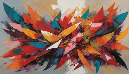 Discover the Vibrant Rhythmic Vitality of Heroic Abstract Art - Organic Forms Bloom with Bold Hues - obrazy, fototapety, plakaty
