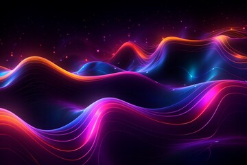 Obraz premium Abstract neon waves in a cosmic and artistic arrangement