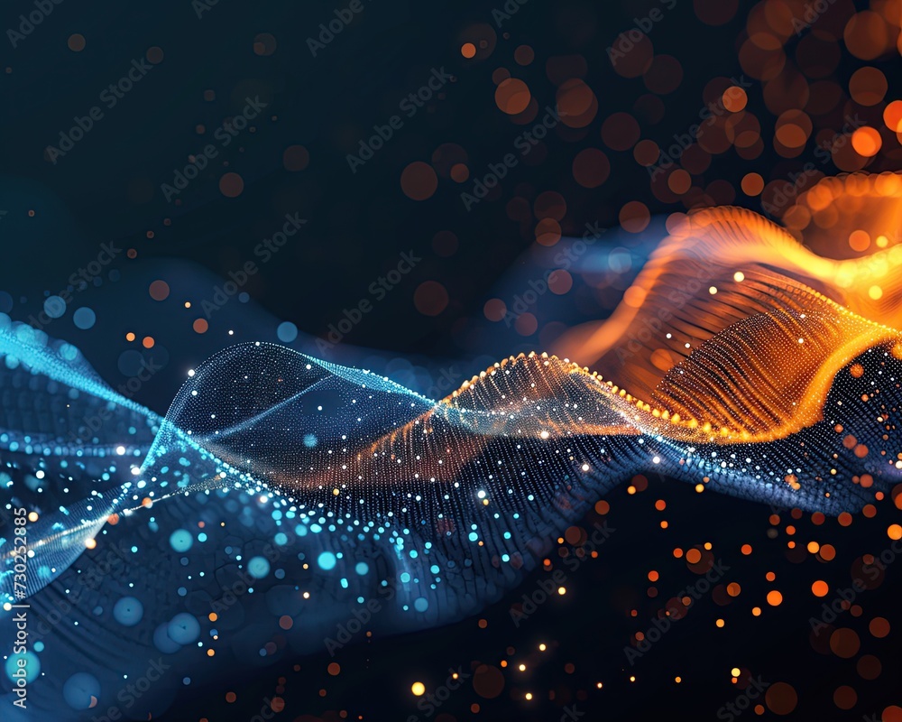 Poster abstract technology particles lines mesh background.
