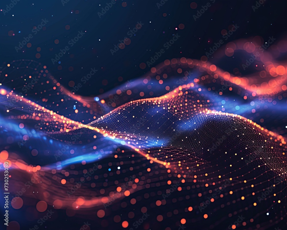 Poster abstract technology particles lines mesh background.