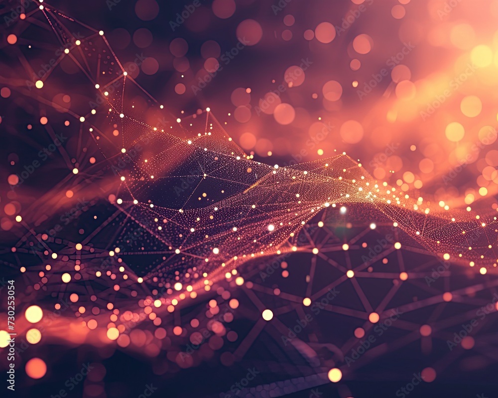 Aufkleber abstract technology particles lines mesh background.