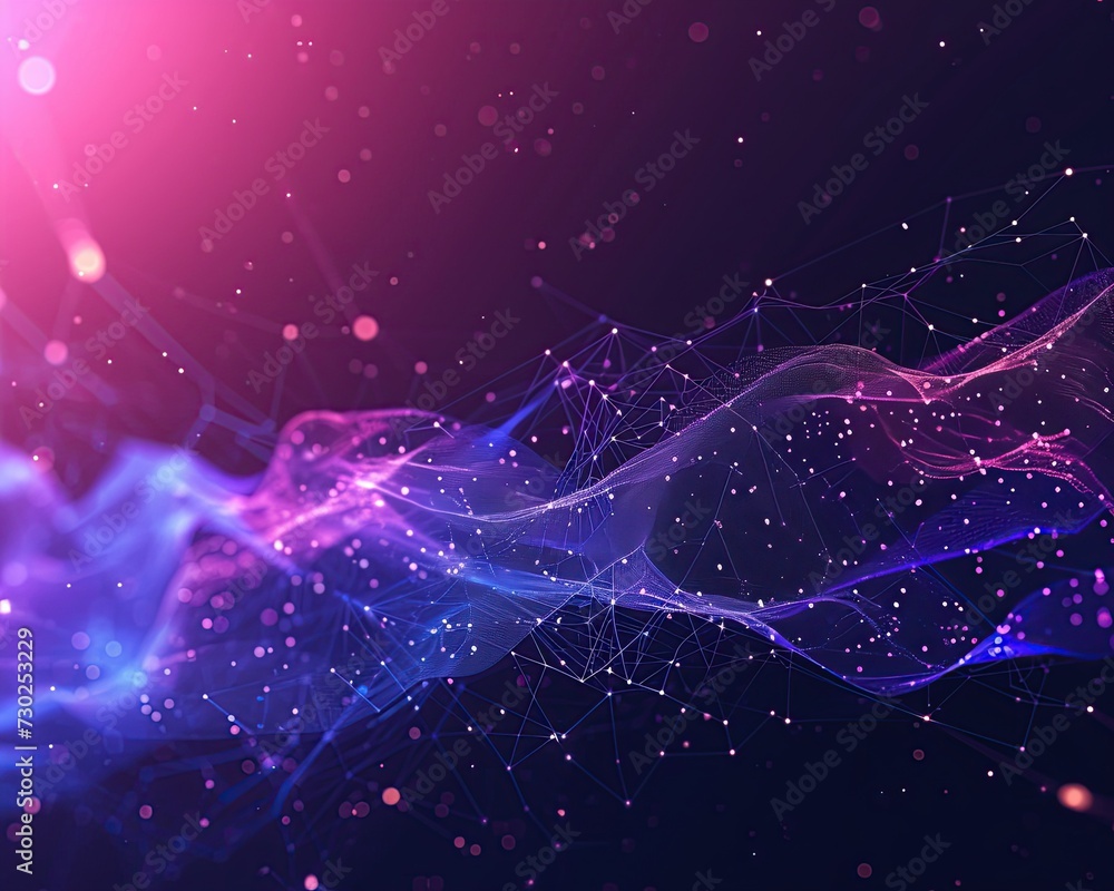Poster abstract technology particles lines mesh background.