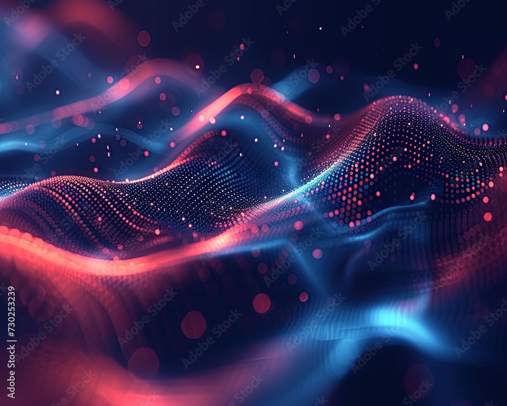 Poster abstract technology particles lines mesh background.