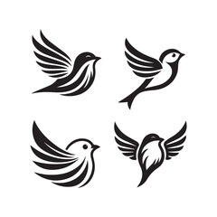 Sparrow Black and Write Vactor Set illustration use logo, t-shirt