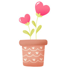 pink flower heart in pot