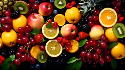 Fotobehang fruit and vegetable background,, Fruits and berries on a table  © Zafar