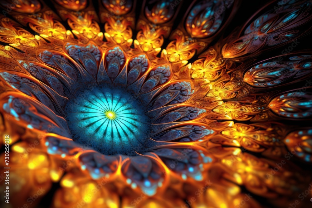 Poster vibrant 3d fractal pattern creating a mesmerizing visual experience