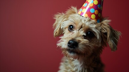 Puppy with birthday hat generative ai