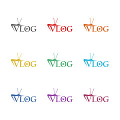 Creative logo for video vlog or channel  icon isolated on white background. Set icons colorful