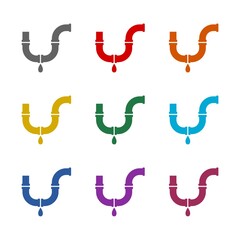 Industry metallic pipe icon isolated on white background. Set icons colorful