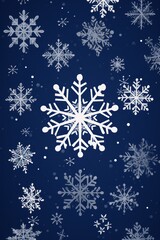 Fototapeta na wymiar Indigo christmas card with white snowflakes