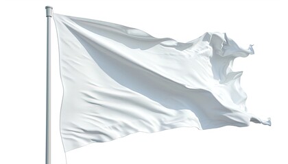 Blank White Flag on Pole - Minimalistic Symbol of Peace and Neutral Ground