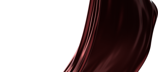 3d render of abstract red cloth falling. Silk drapery flies away.