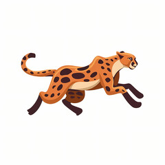 Flat Logo of Dynamic Cheetah Sprinting Cartoon.