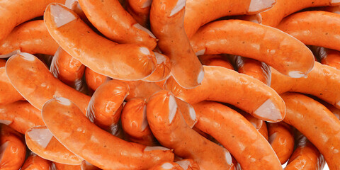 Sausages theme. Mixed sausage background.