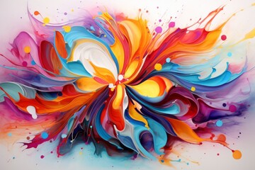 Vibrant and colorful flower painting on a clean white canvas