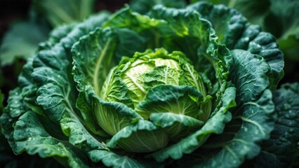 Obraz premium Fresh green cabbage close up