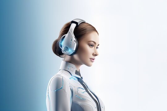 ai human call centre female agent isolated / generative ai