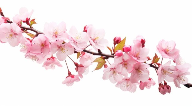 Blossom of a cherry tree isolated over white background