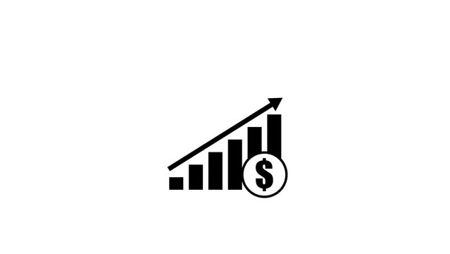 Animated of graph chart icon with dollar sign isolated on background