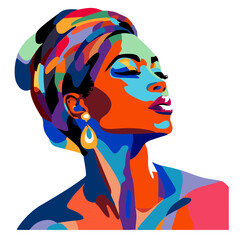 beautiful african american woman with hair  vector illustration isolated transparent background, cut out or cutout t-shirt design