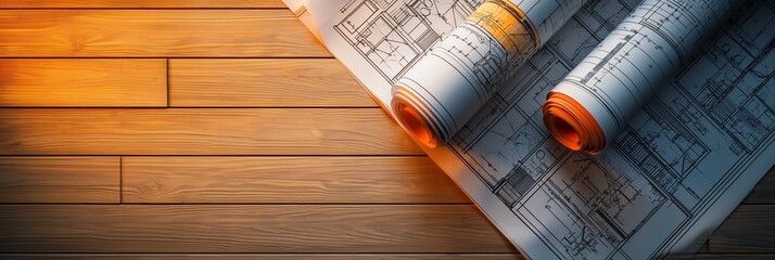 3d rendering project of new building model house on blueprint plan