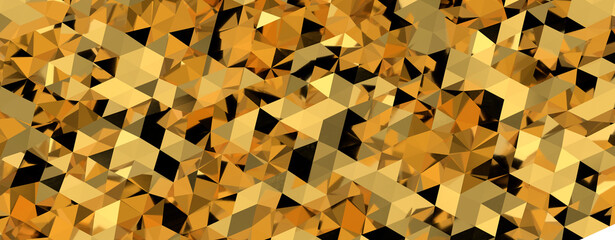 Gold polygon background 3d rendering, 3d illustration. Abstract triangle background. Gold background. Abstract Gold polygon wallpaper