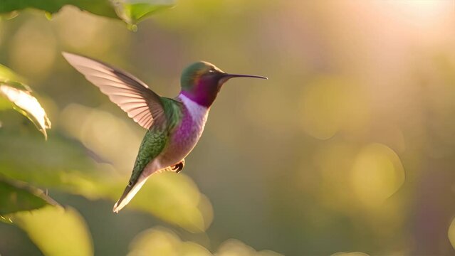 A hummingbirds fly in the air