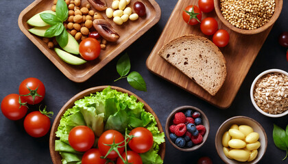 Balanced Diet Background with Healthy Nutritions