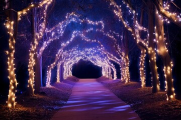 Glowing Christmas lights forming an enchanting trail of illumination, guiding us through the magical moments