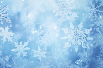 Icy blue background with intricate patterns of delicate snowflakes.