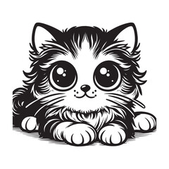 Vector Illustration Cute Cat Sticker Design,