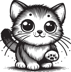 Vector Illustration Cute Cat Sticker Design,