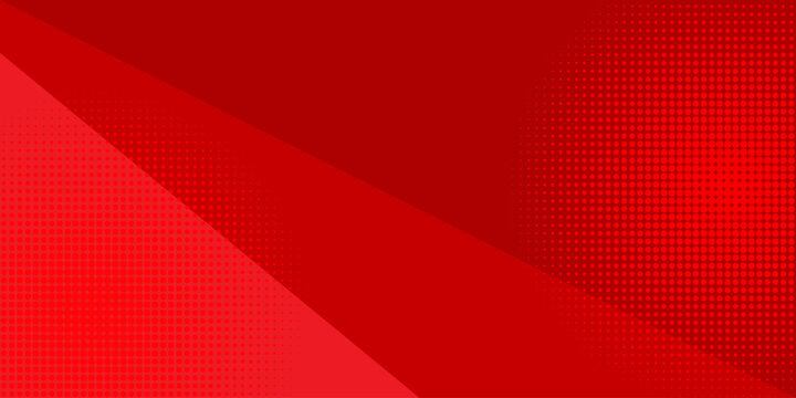 Gradient red background divided by diagonal. Vector illustration Background into red colors with halftone dots.
