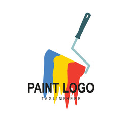 logo Vector paint roller logo design