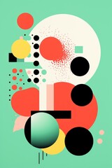 A Mint poster featuring various abstract design elements, in the style of pop art