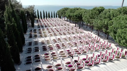 The Canakkale Martyrs' Memorial and Martyrdom, drone shot