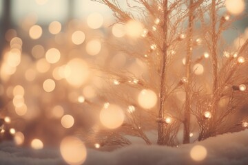 Soft and dreamy bokeh lights creating a cozy Christmas atmosphere.