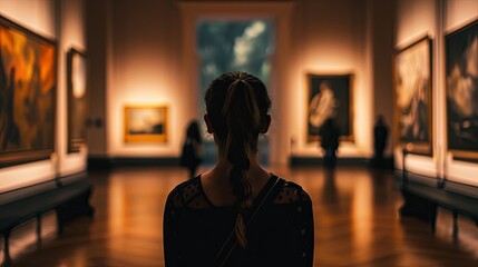 a lonely museum visitor, generative ai - obrazy, fototapety, plakaty