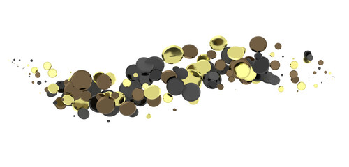 Gilded Festivity: Brilliant 3D Illustration Showcasing a Shower of gold Confetti
